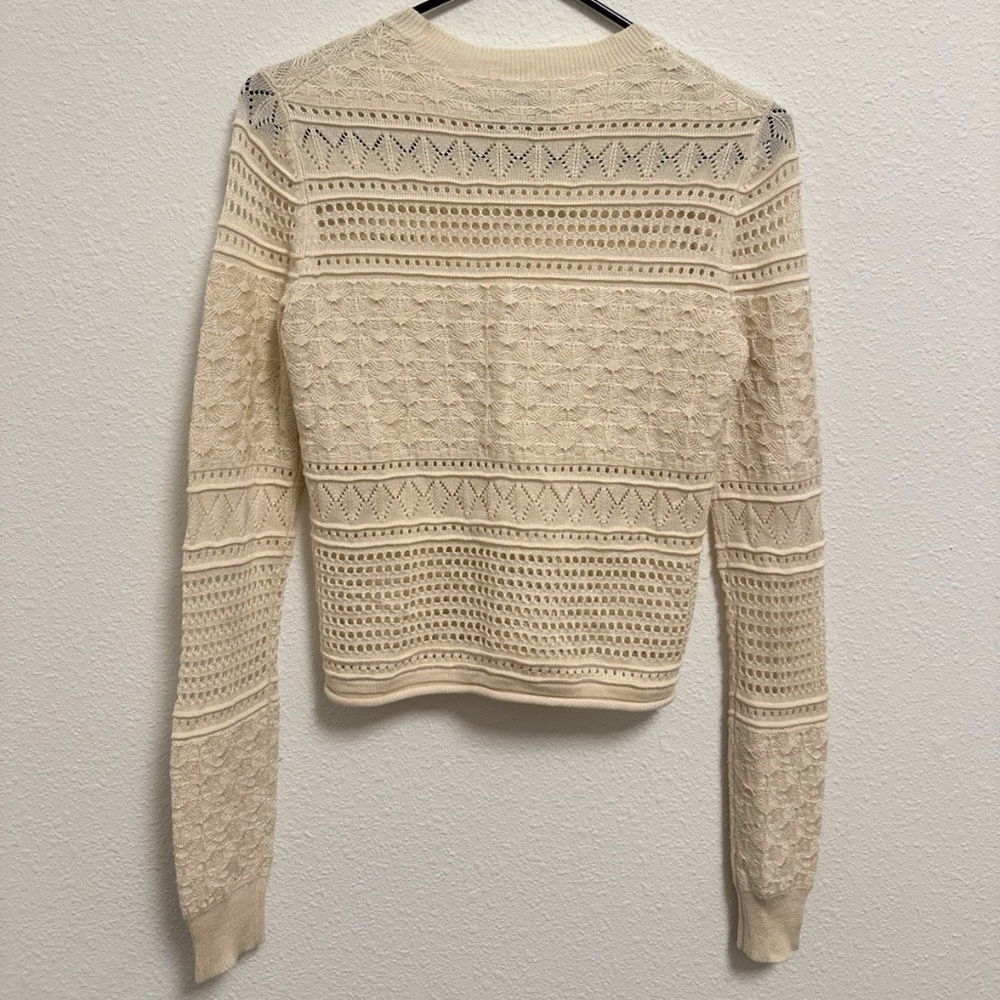 Derek Lam 10 Crosby Ivory Cream Scalloped Knit Sweater XS Lightweight
